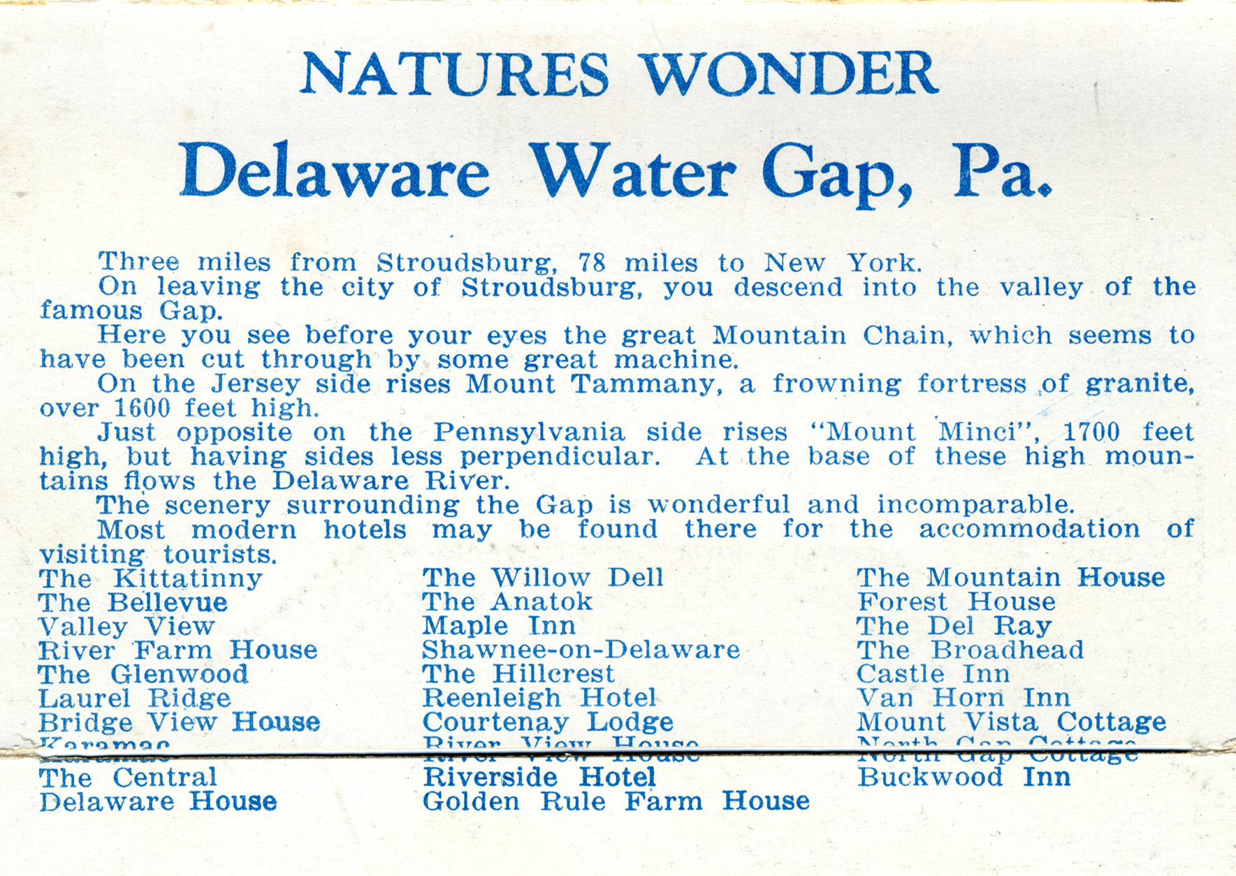 Delaware Water Gap postcard