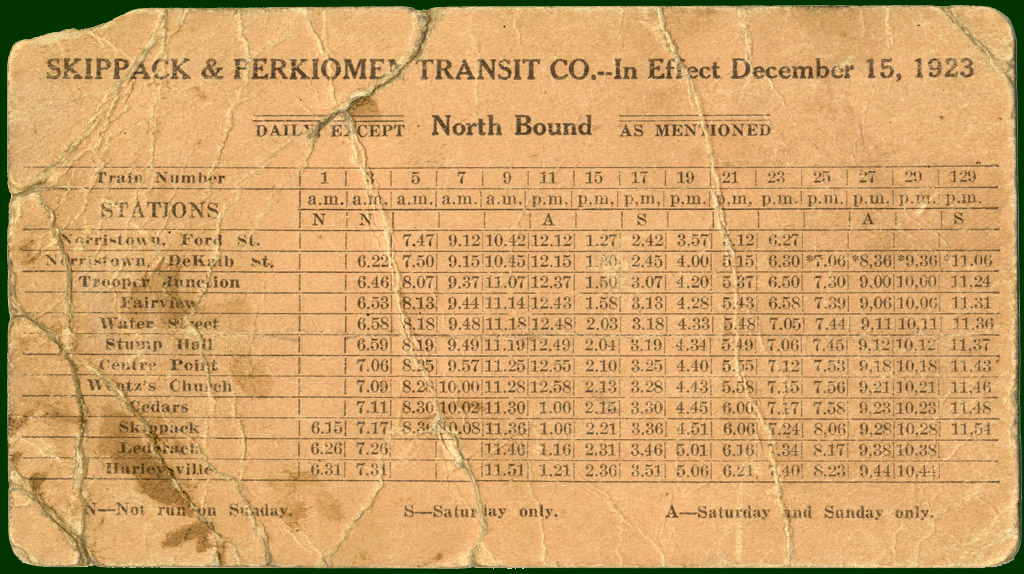 1923 trolley timetable