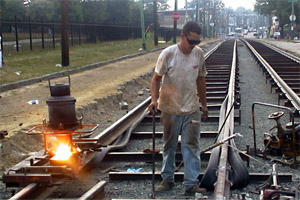 2001 Girard Avenue trolley construction